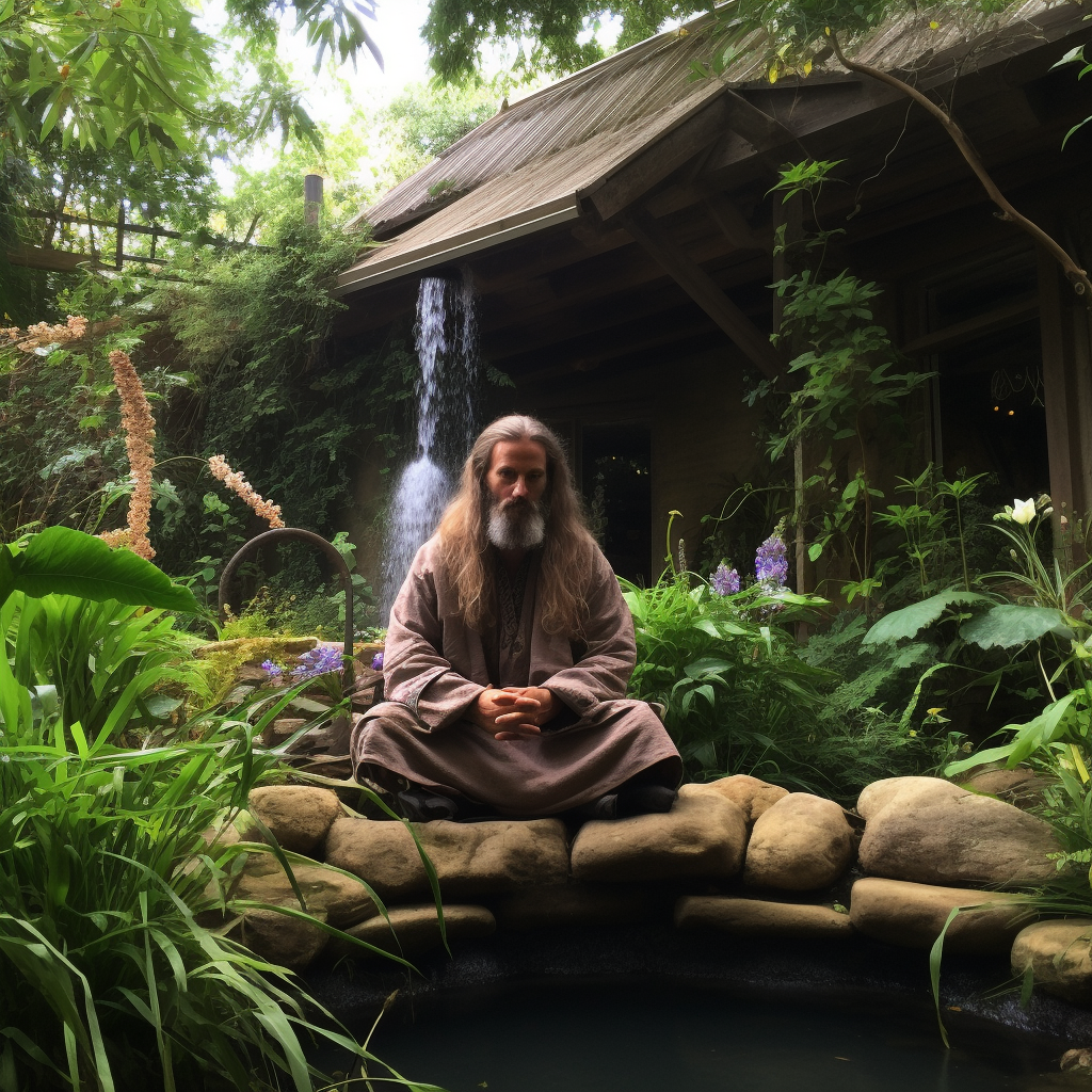 meditation guru in garden