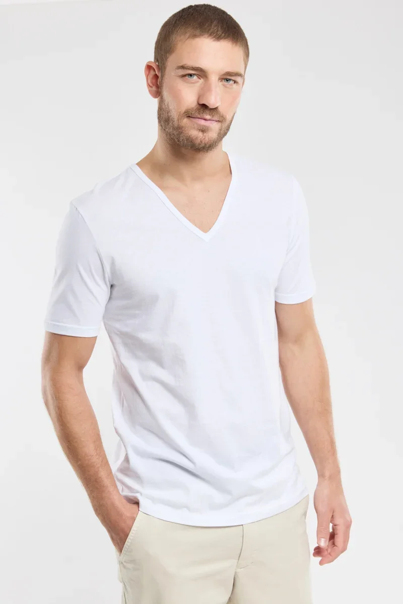 Trendy T-shirt col V – coton léger issu de l agriculture biologique Long-Lasting