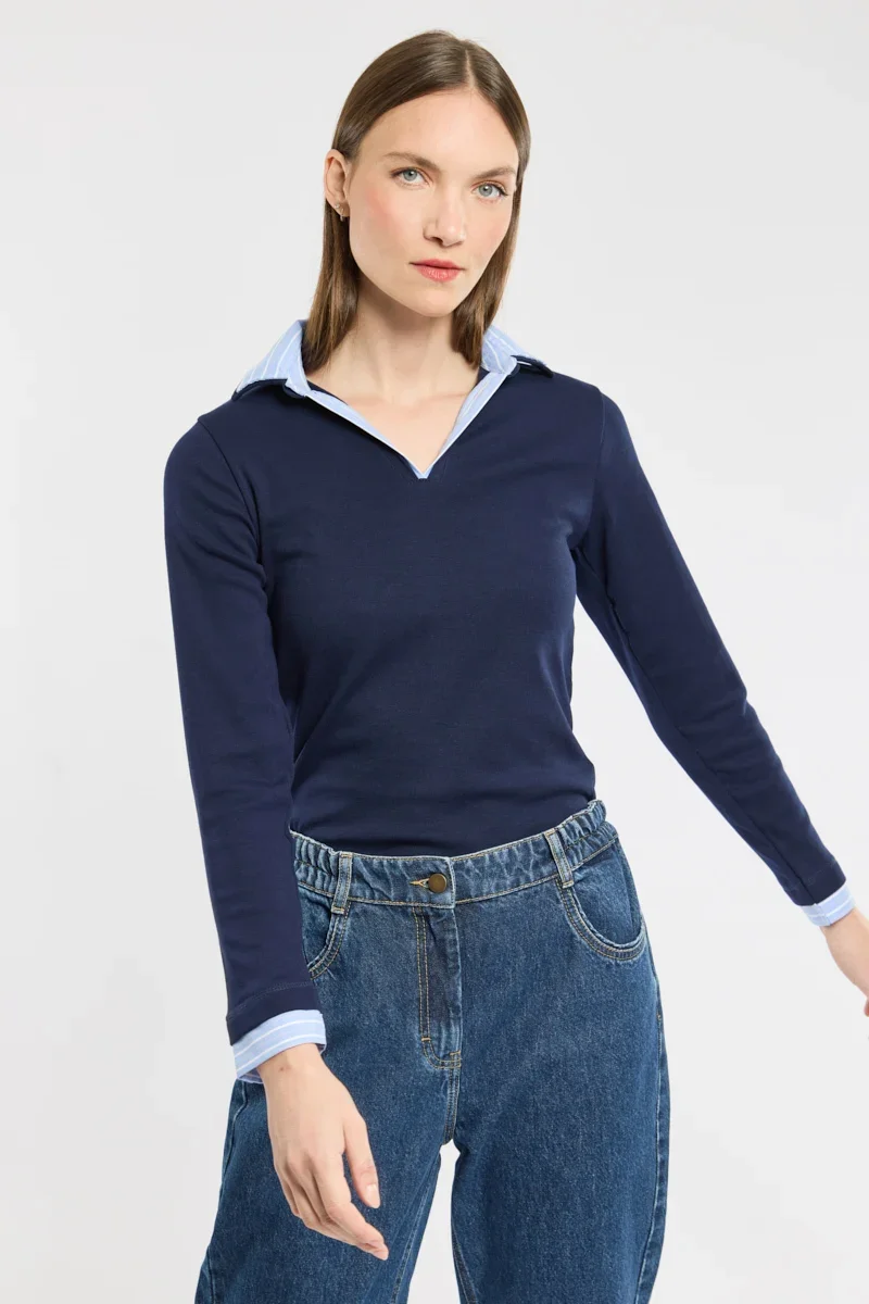 Eco-Friendly Polo trompe l’oeil – coton Premium