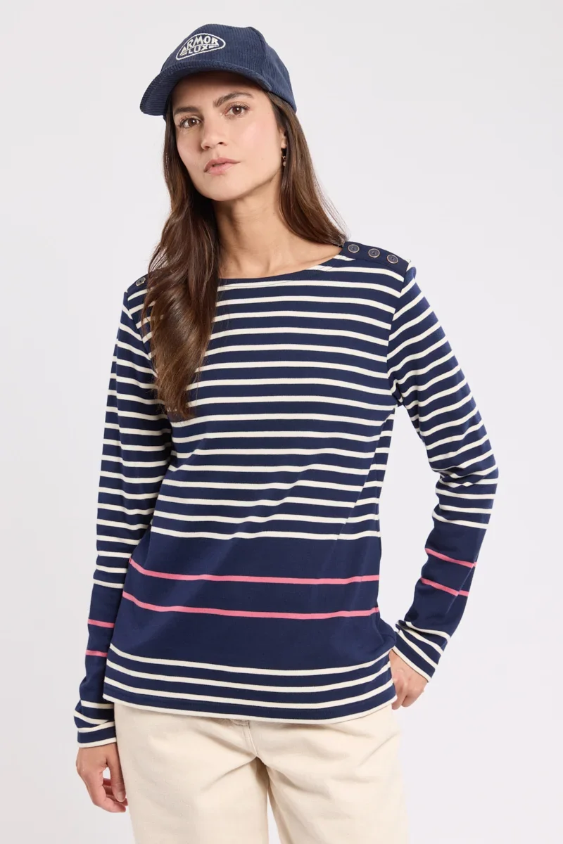 Organic Marinière épaule boutonnée – coton épais Artisan