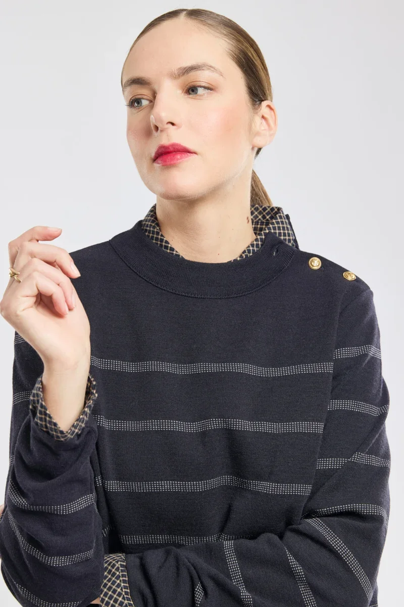 Refined Pull marin rayé – laine Comfortable