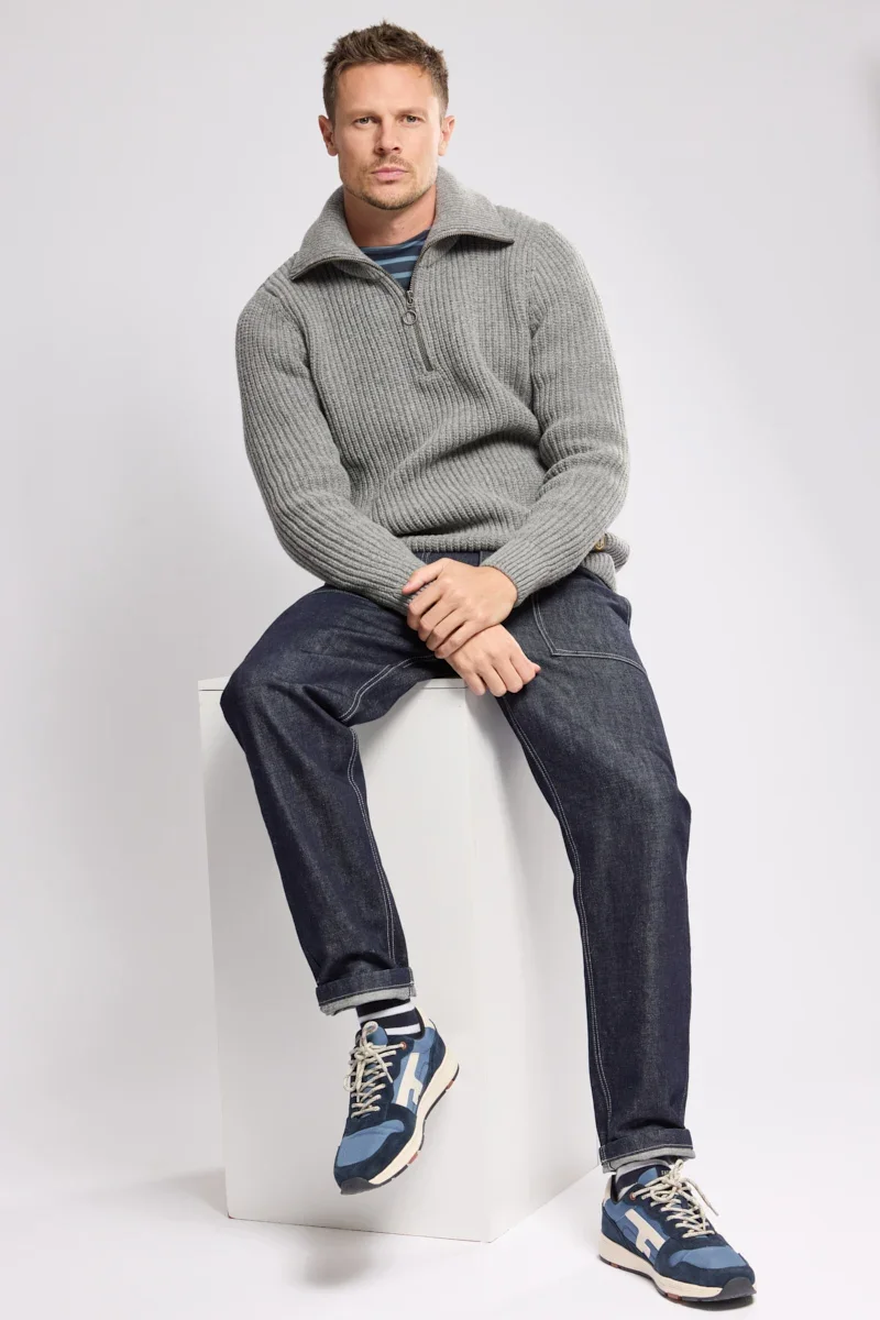 Excellent Heritage zip-neck jumper – wool Smooth