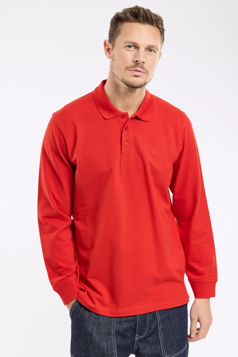 Efficient Long-sleeved polo shirt – cotton piqué Recyclable