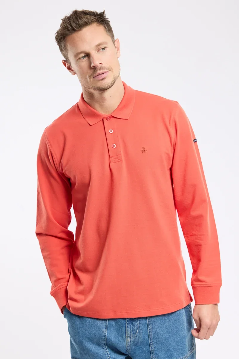 Environmentally Friendly Long-sleeved polo shirt – cotton piqué High-End