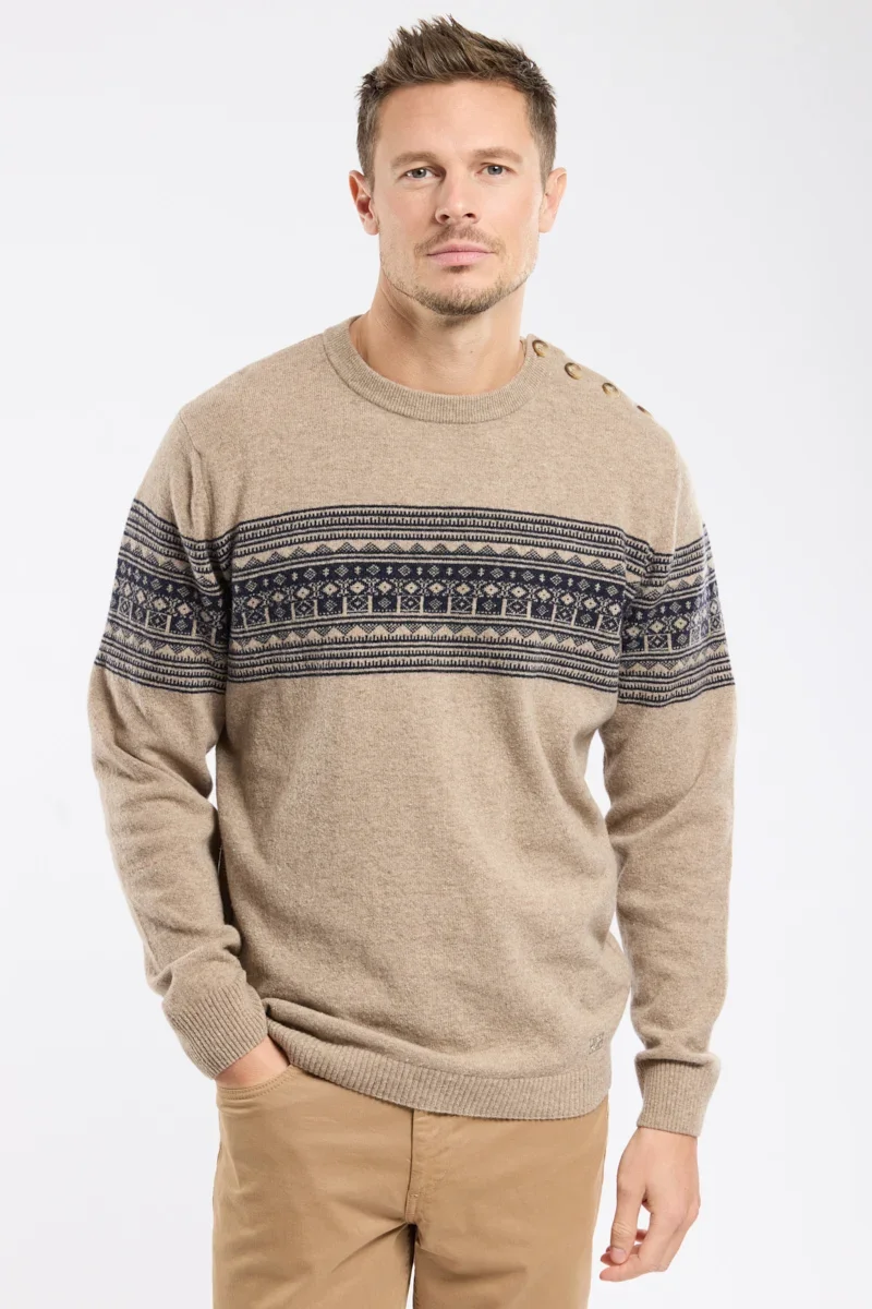 Casual Jacquard fisherman jumper – cotton Breathable