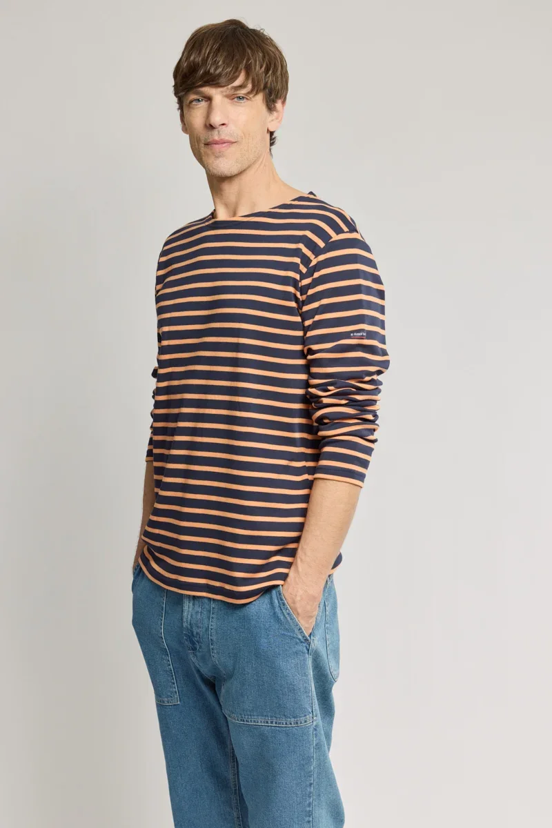 Elegant Fitted Breton striped shirt – heavy cotton Genuine