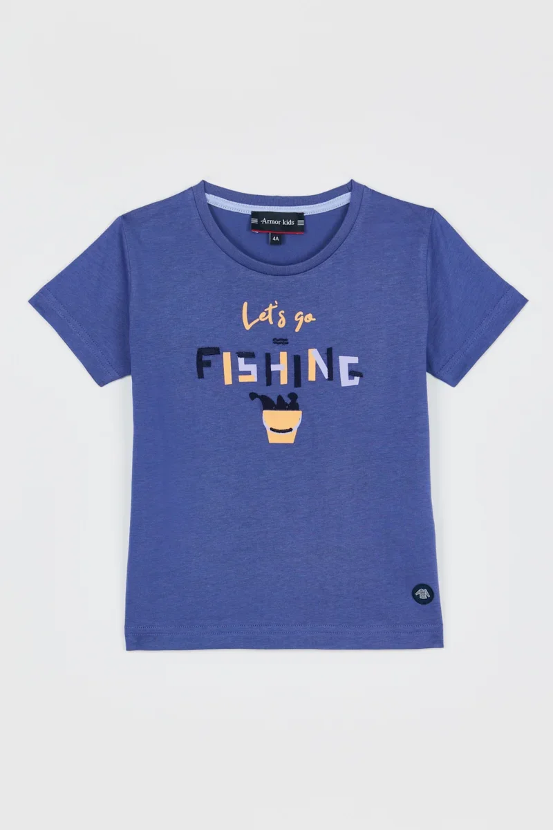 Crafted T-shirt Let’s go fishing Kids- coton High-Quality