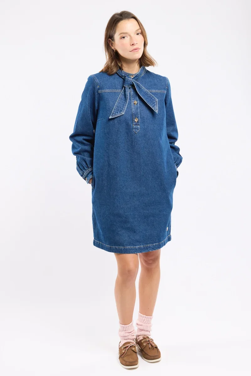 Easy-to-Use Héritage denim dress – cotton Artisan