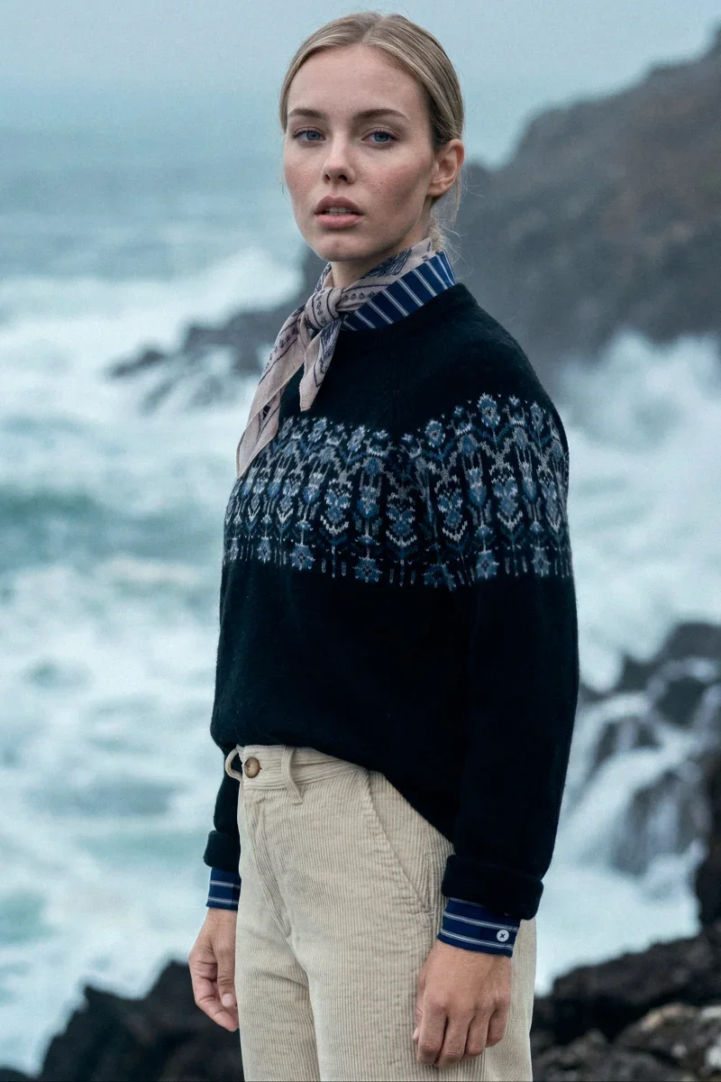 Recyclable Héritage jacquard sweater – wool Original Design