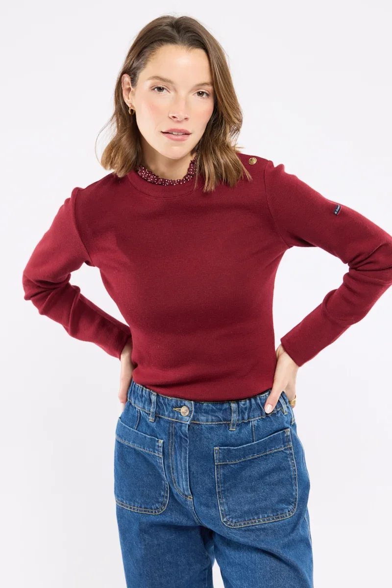 First-Class Printed collar sweater – wool Refined