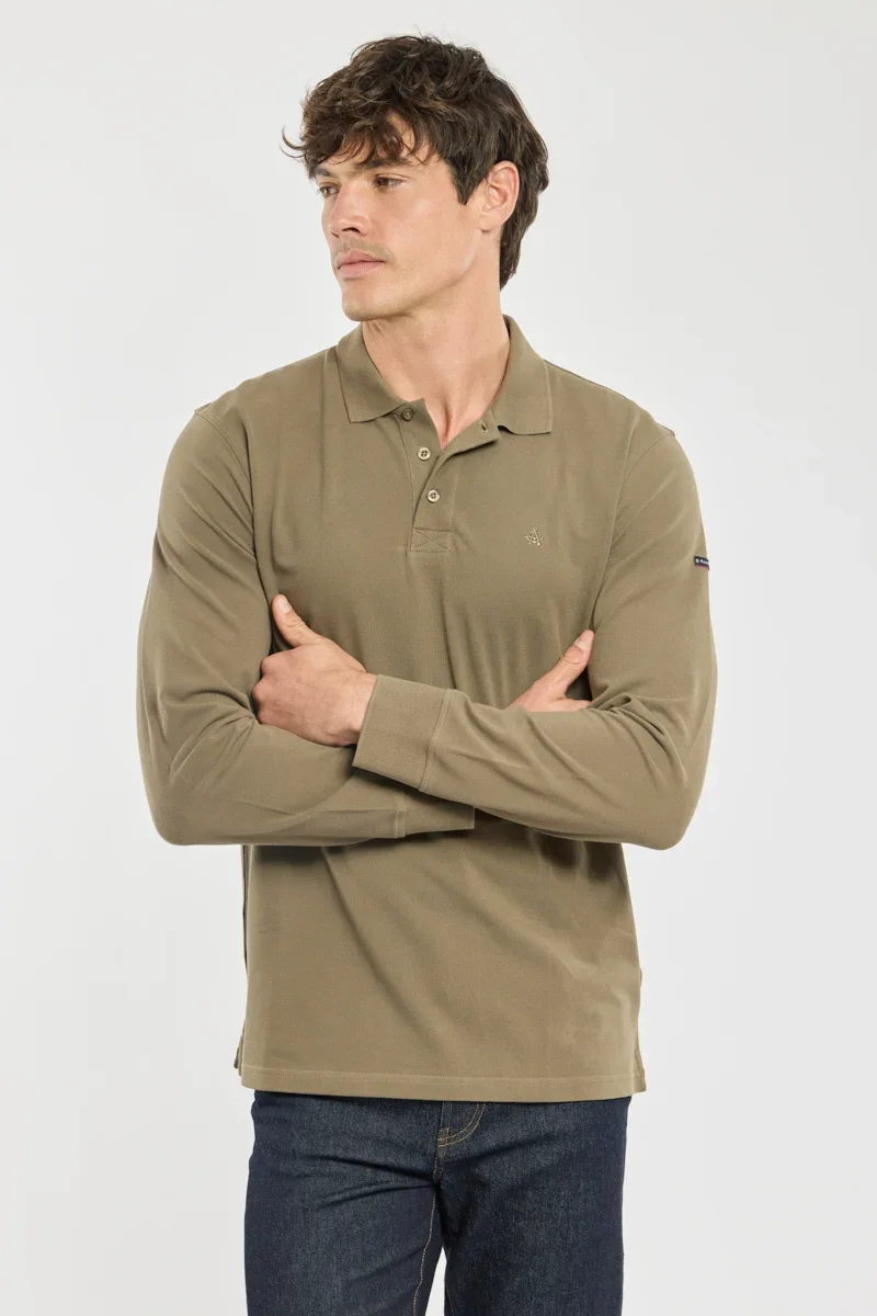Certified Long-sleeve polo – piqué cotton Healthy