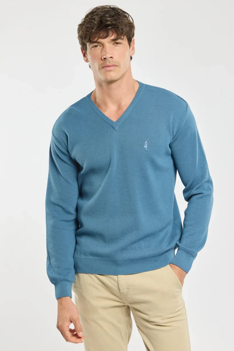 Solid V-neck sweater Bérac – wool Convenient