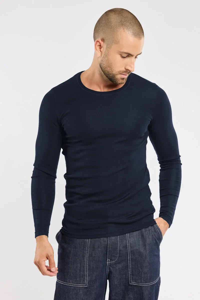 Smooth T-shirt manches longues – laine et soie Stylish