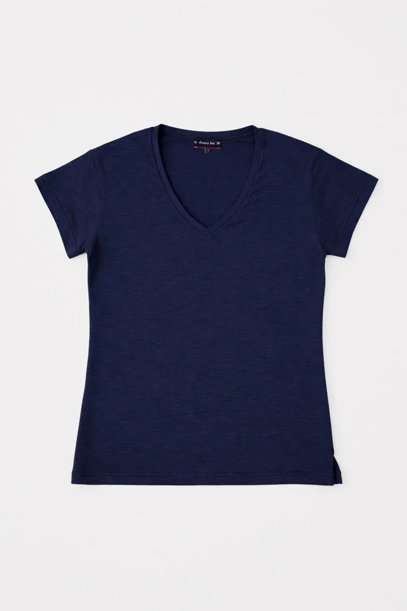 Proven T-shirt col V – coton flammé Powerful