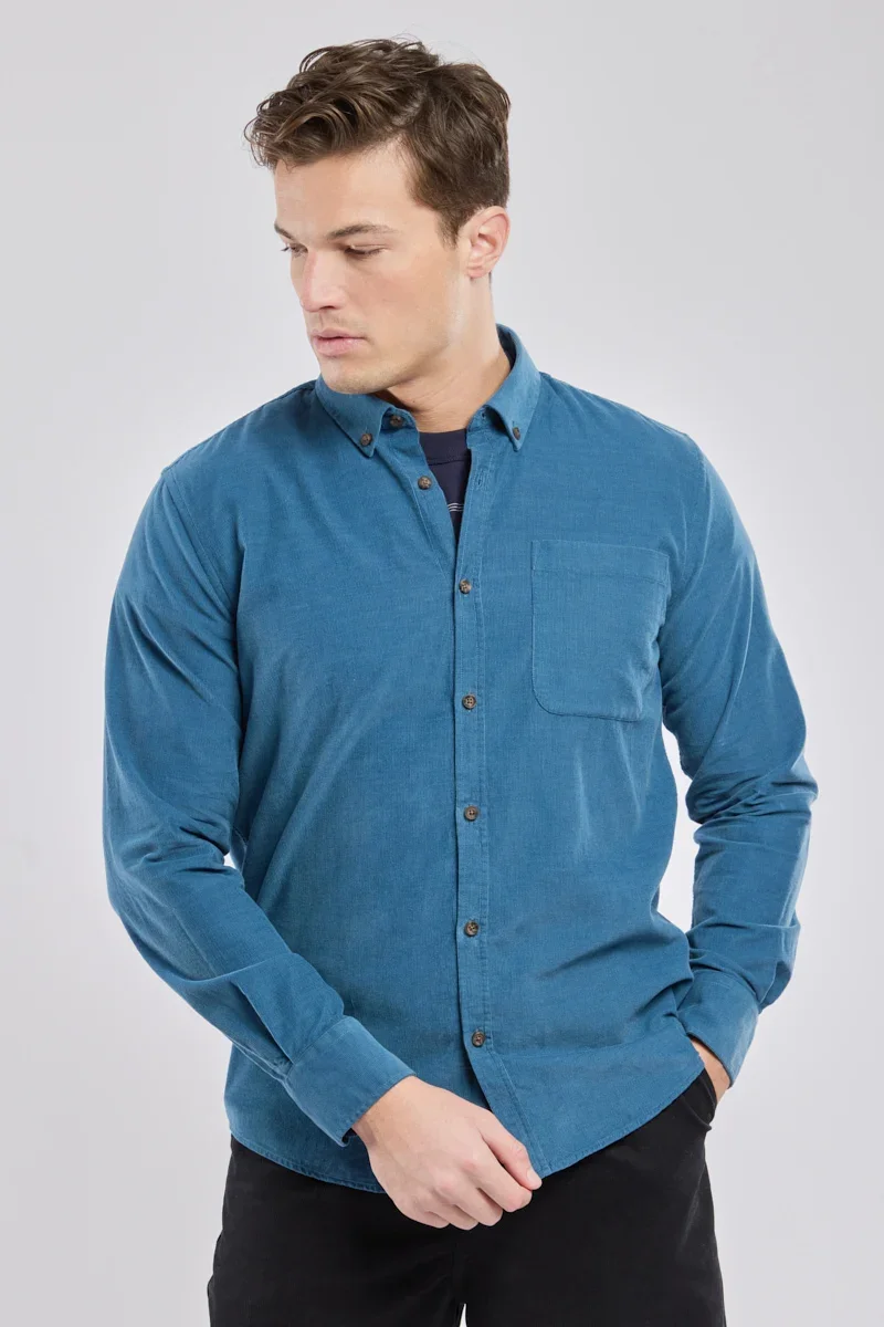 Green Chemise maches longue droite col boutonné Enhanced