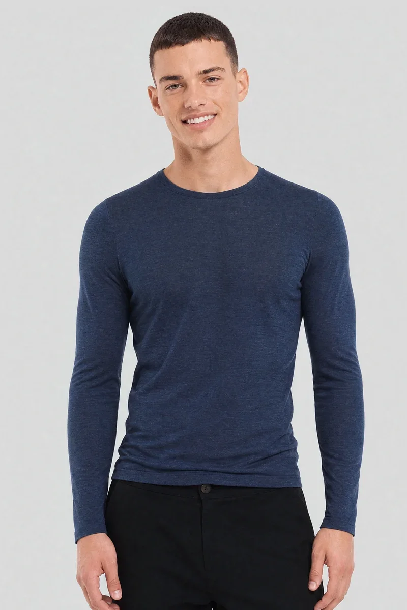 Certified T-shirt manches longues – laine et soie Smooth