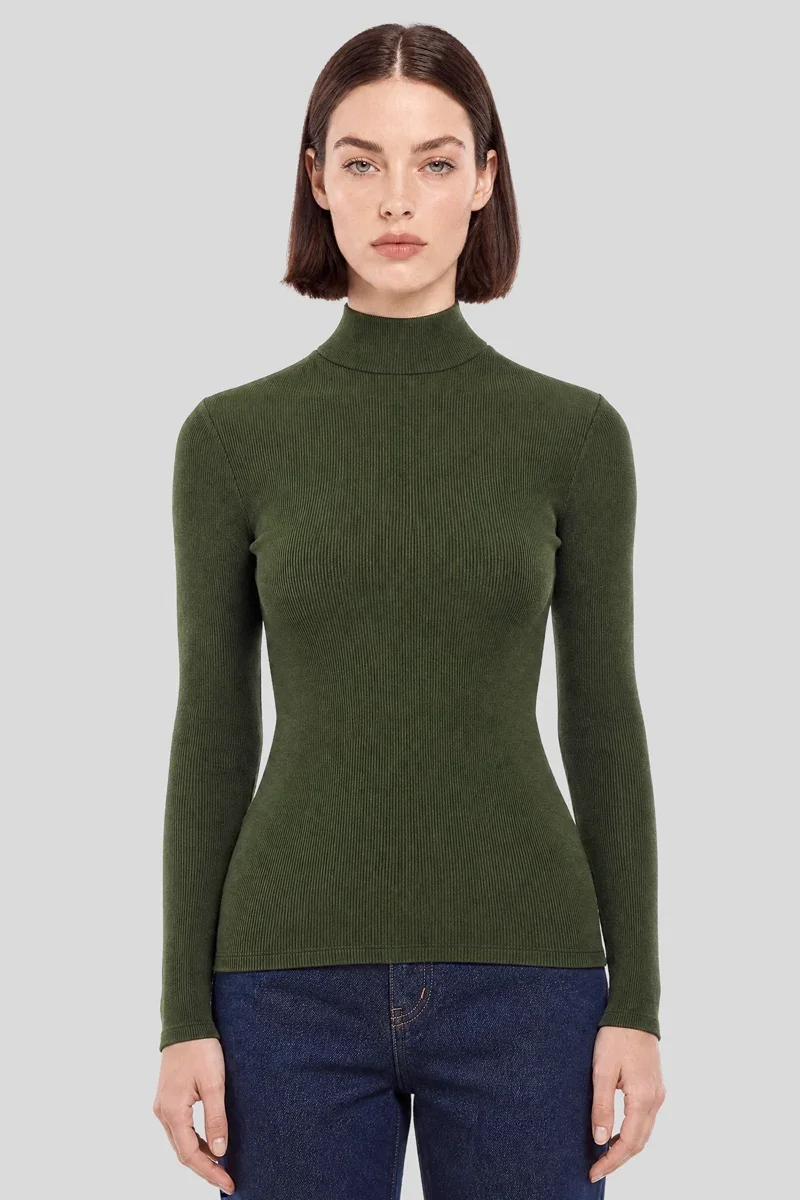 Exceptional T-shirt col montant – laine et soie Clean
