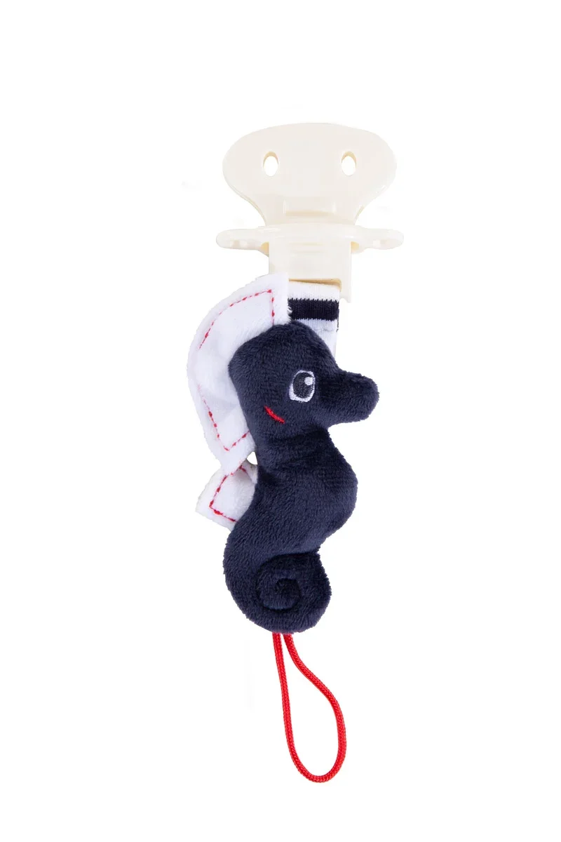 Modern Sea horse pacifier clip – cotton and velvet Green