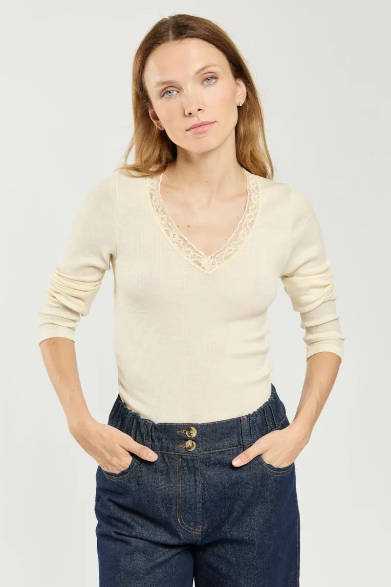 Sophisticated Long-sleeved T-shirt – wool and silk Clean