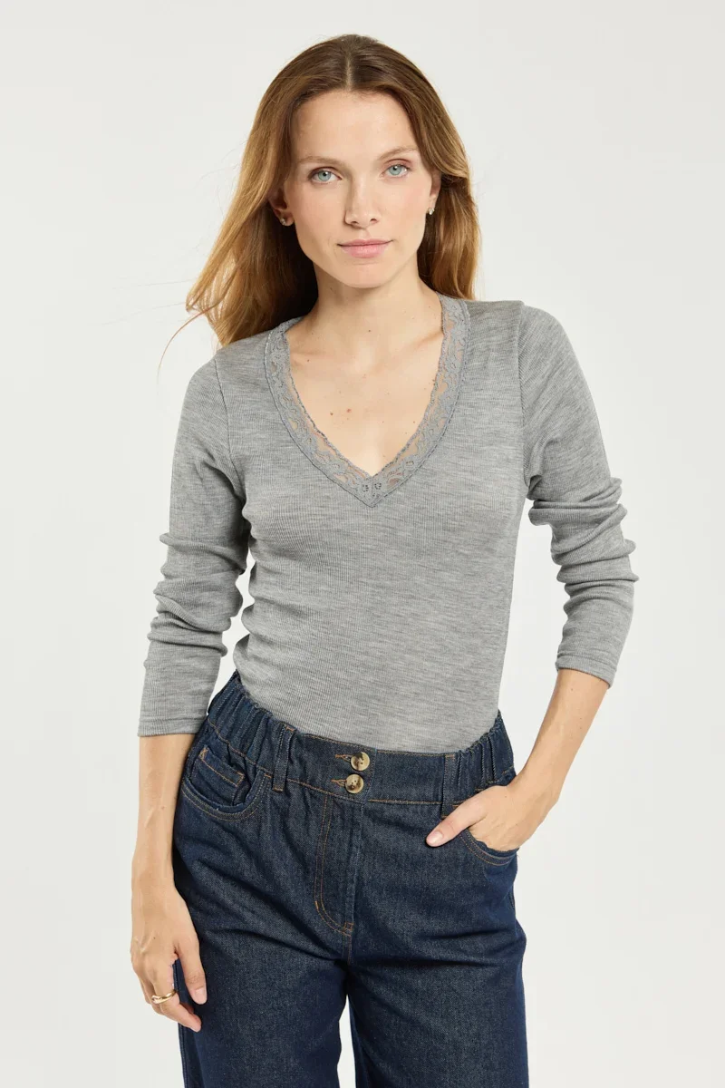 Effective Long-sleeved T-shirt – wool and silk Top-Quality