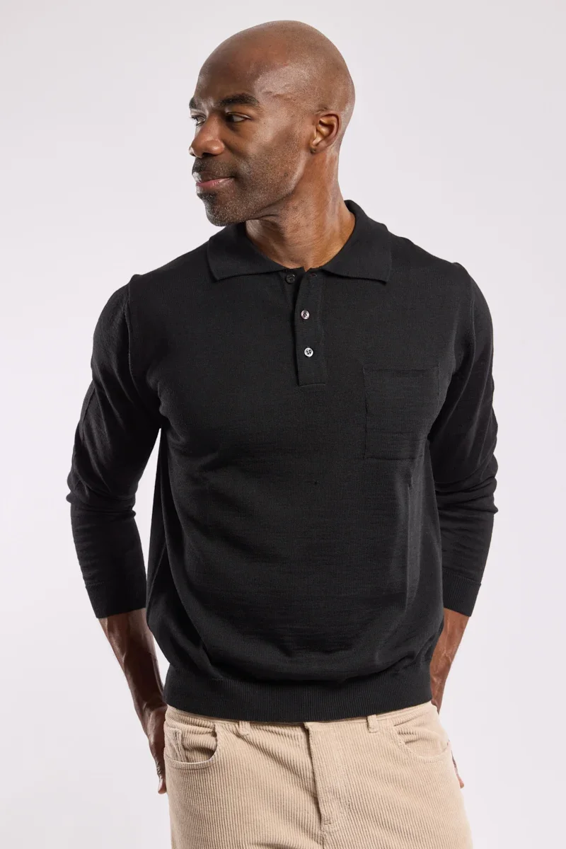 Contemporary Bérac long-sleeved polo shirt – merino wool Stylish