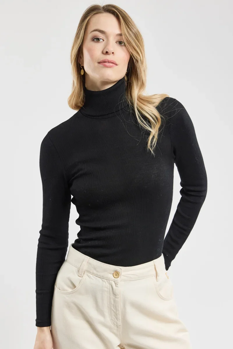 Prestigious Polo neck T-shirt – wool and silk Efficient