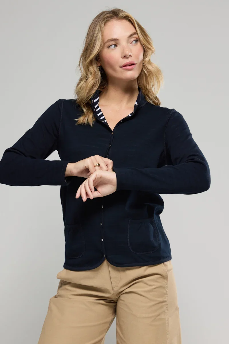 Smooth Reversible striped jacket – cotton Organic