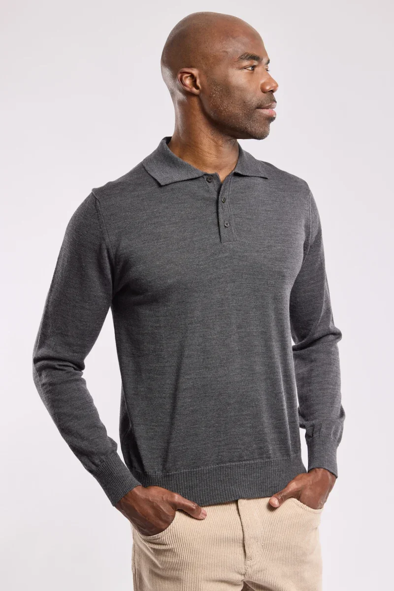 Outstanding Bérac long sleeved polo shirt – wool Detailed