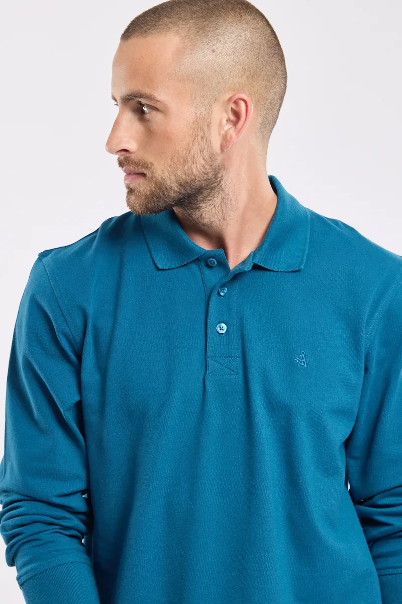 Soft Long-sleeved polo shirt – piqué cotton Elegant