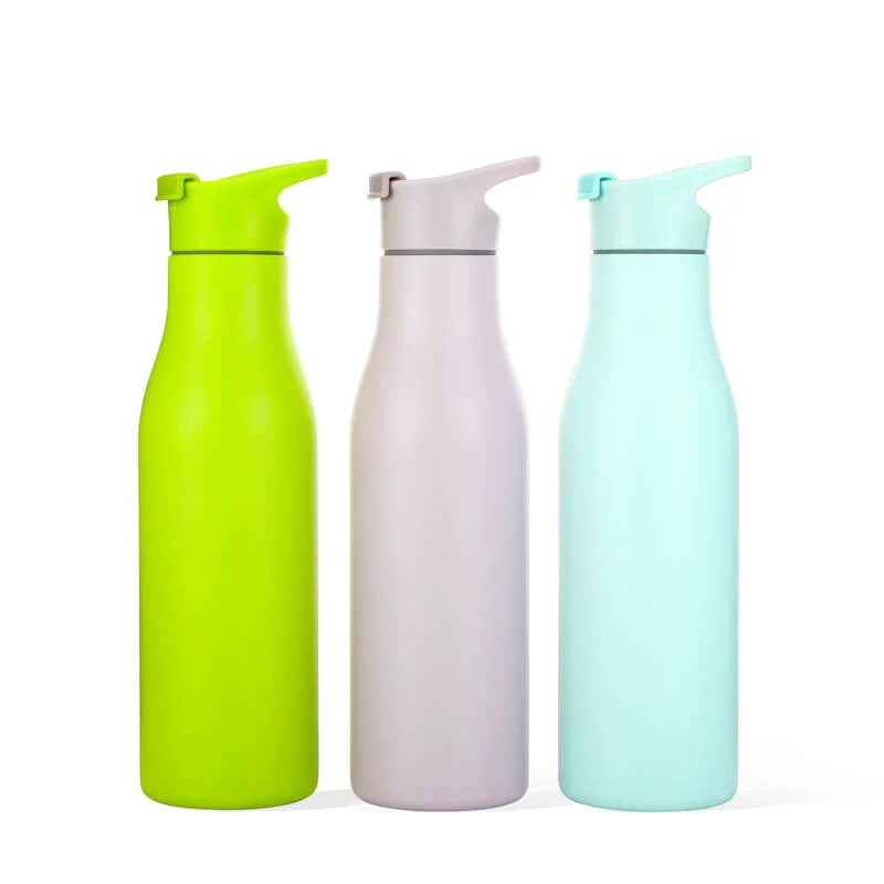 Green Stainless Steel Narrow Mouth Water Bottle Pure