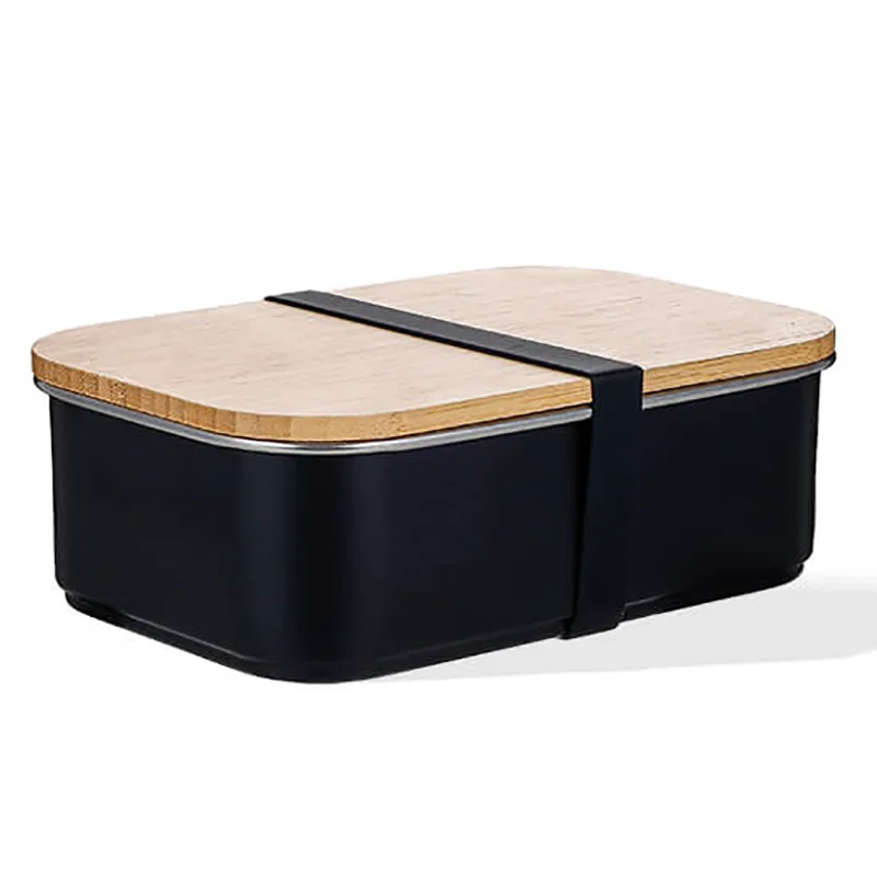 Fashionable 30oz Stainless Steel Metal Lunch Box with Bamboo Lid 13812D Fine Crafted