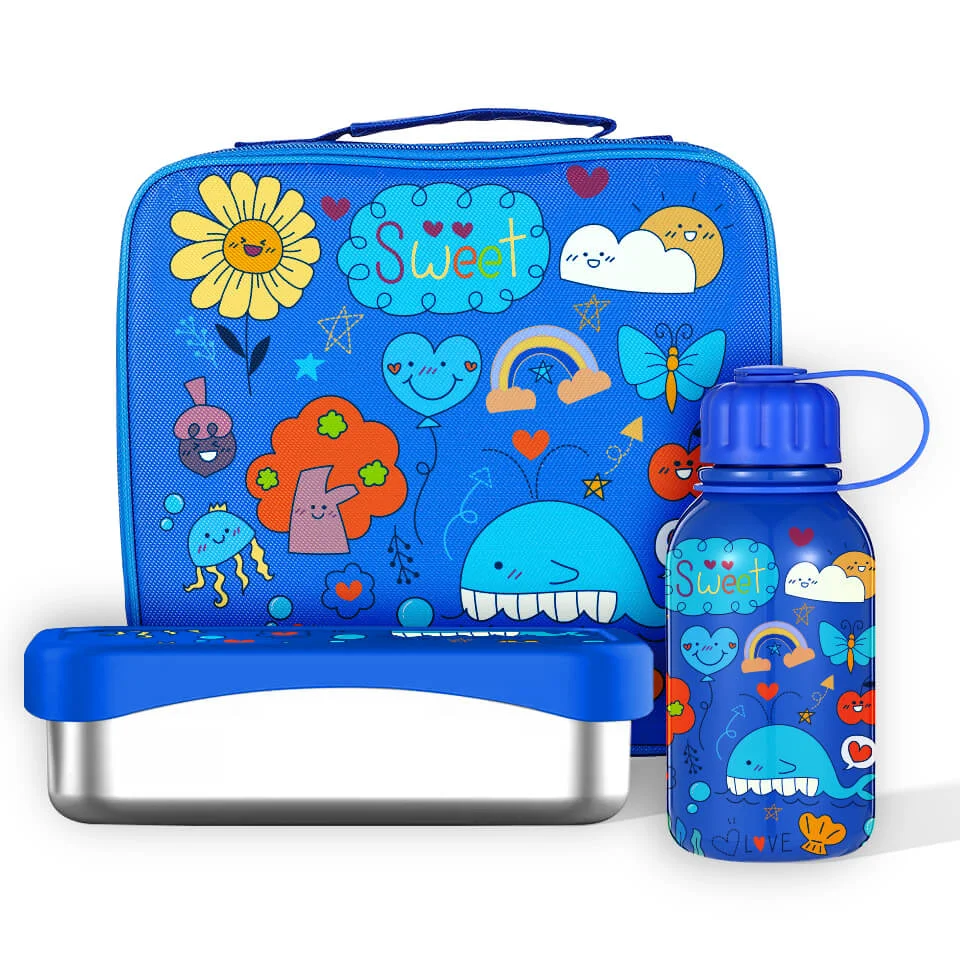 Convenient 900ml Lunch Box kids Water Bottle with Bag Safe