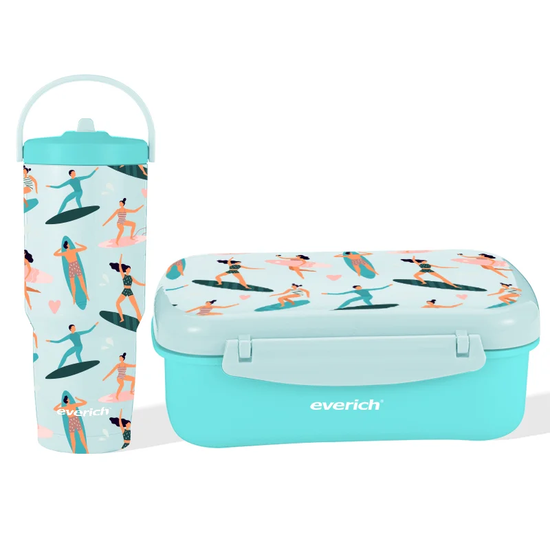 Pure Creative Set of Stainless Steel Tumbler and Lunch Boxes for Adults Premium