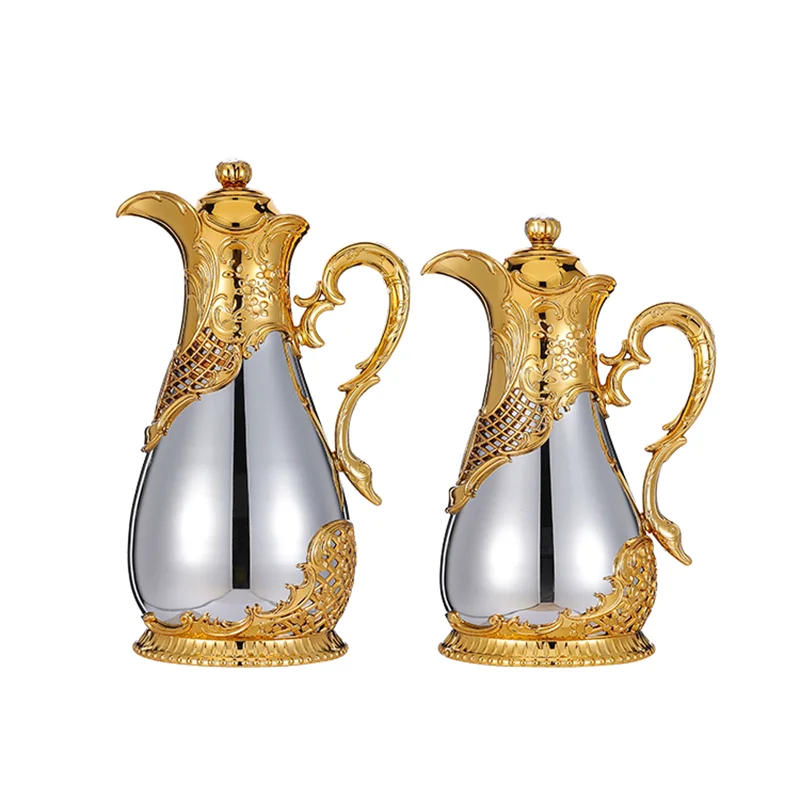 Smooth 0.5L 0.8L Luxury metal outer glass tea pot WG12019 Recyclable