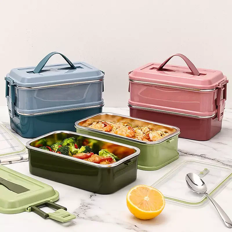Environmentally Friendly 2 Layers 1400ml Stainless Steel Thermal Food Container Sustainable