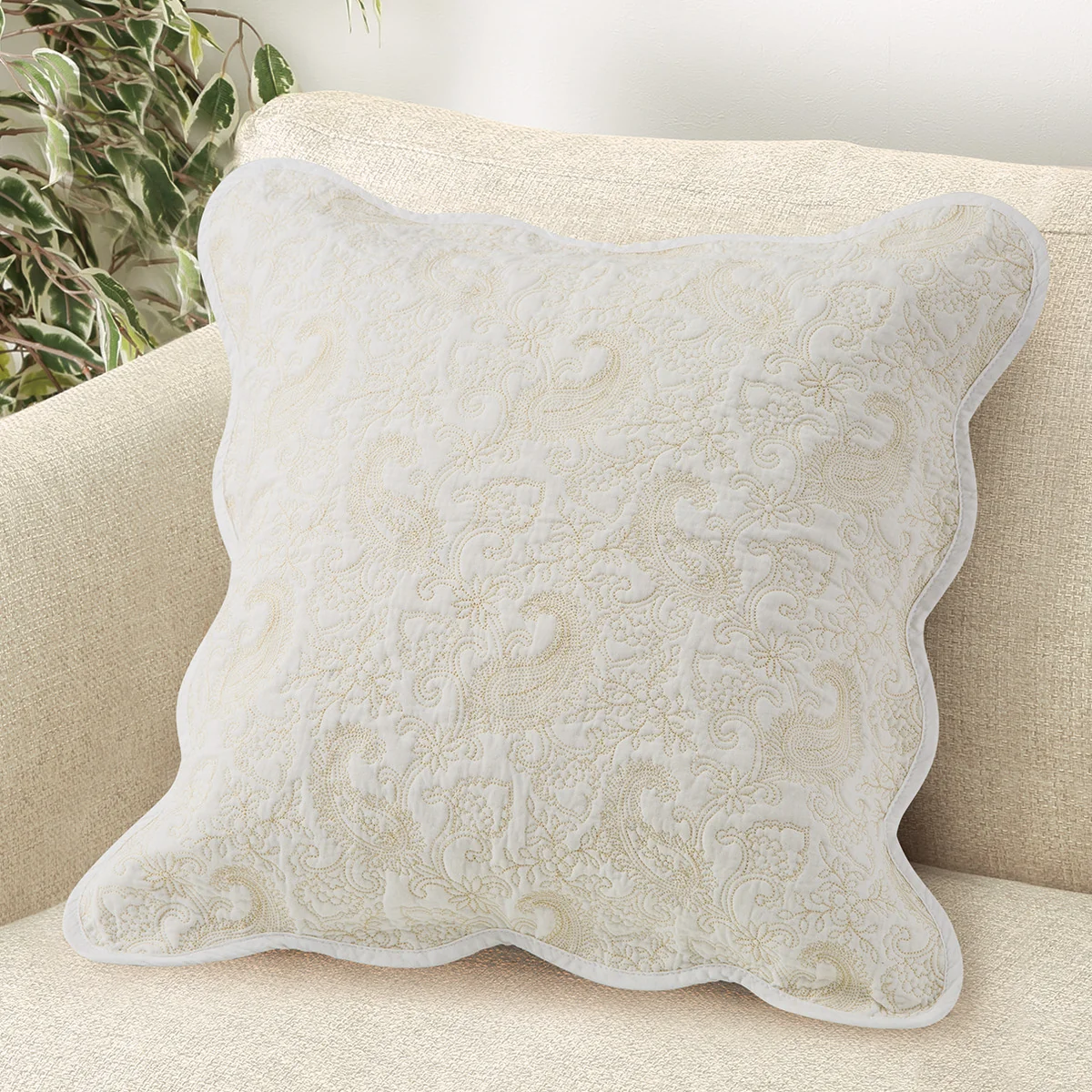 Premium Material CUSHION COVER KELT PAISLEY2 WH Authentic