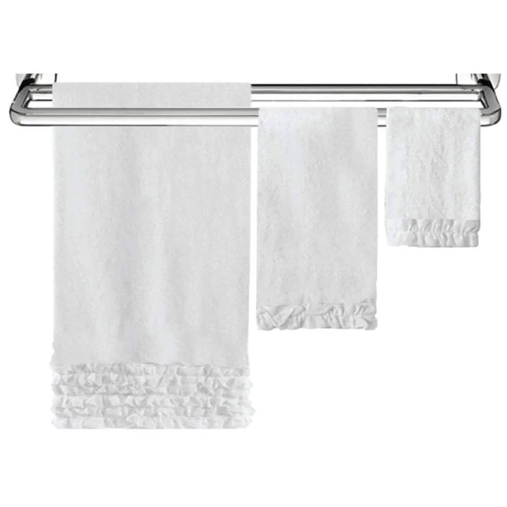 Certified Hand Towel Ruffled Cotton White 15x26in Luxury
