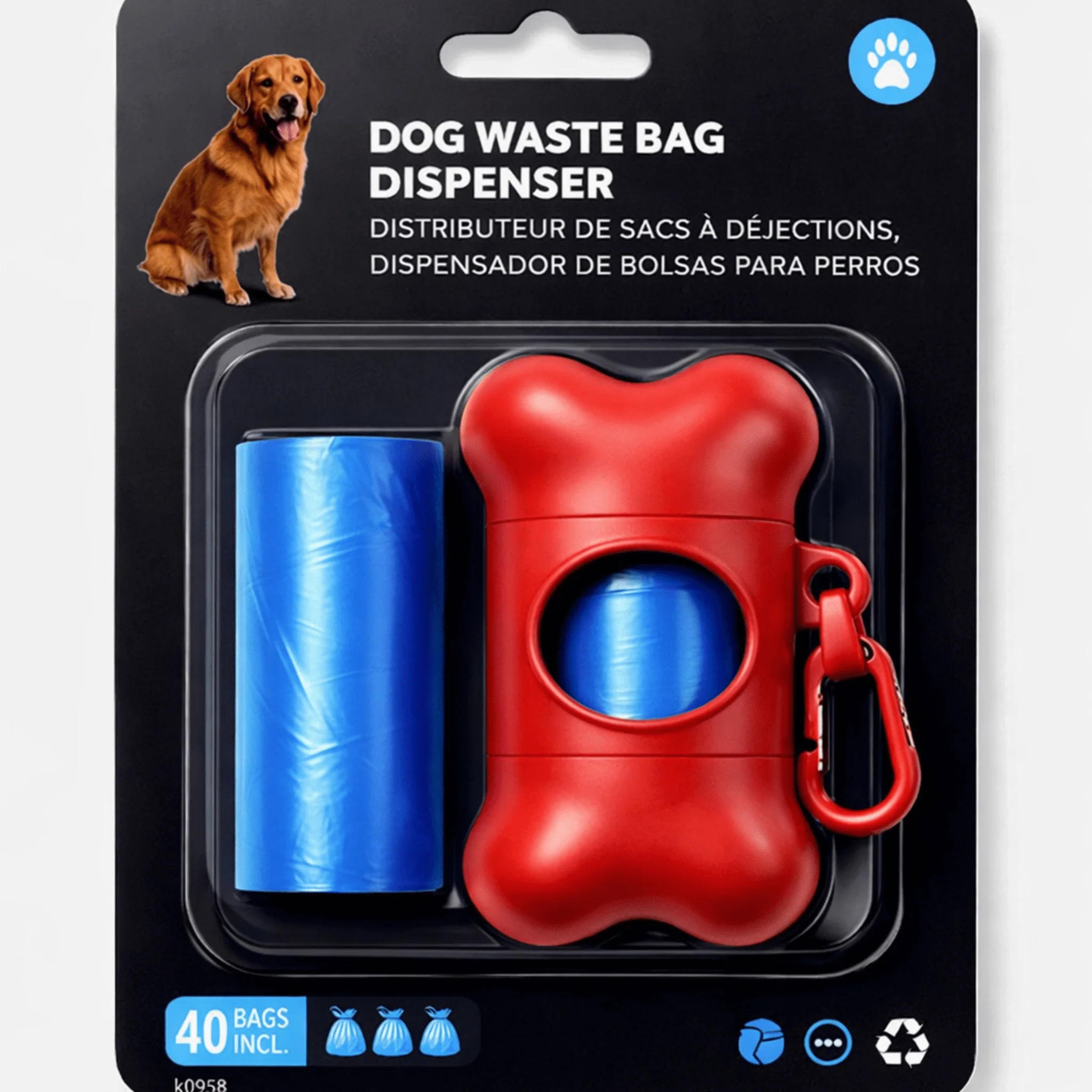 Reusable Dog Clean Up Bag Dispenser 30ct Modern