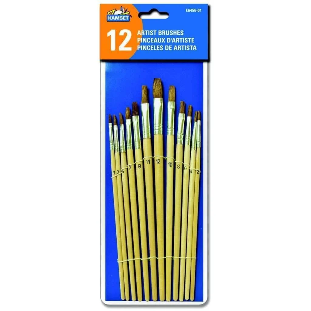 Green 12 Artists Brushes Premium