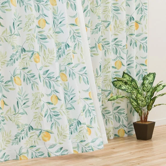 Clean CURTAIN LEMON LEAF 100X135X2 High-Grade