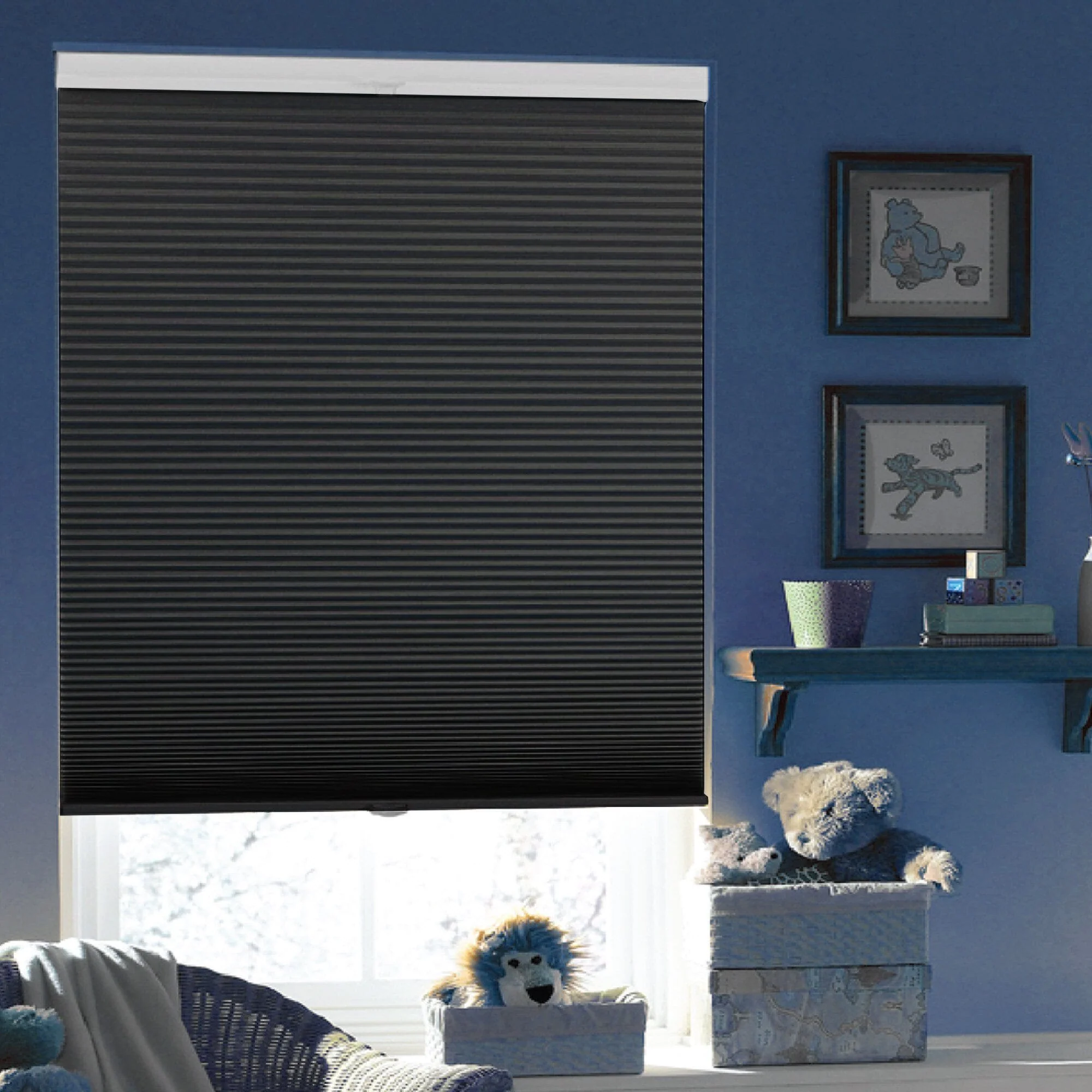 Original Pleated Cellular Blackout Cordless Blind – Black-25×64 Exclusive