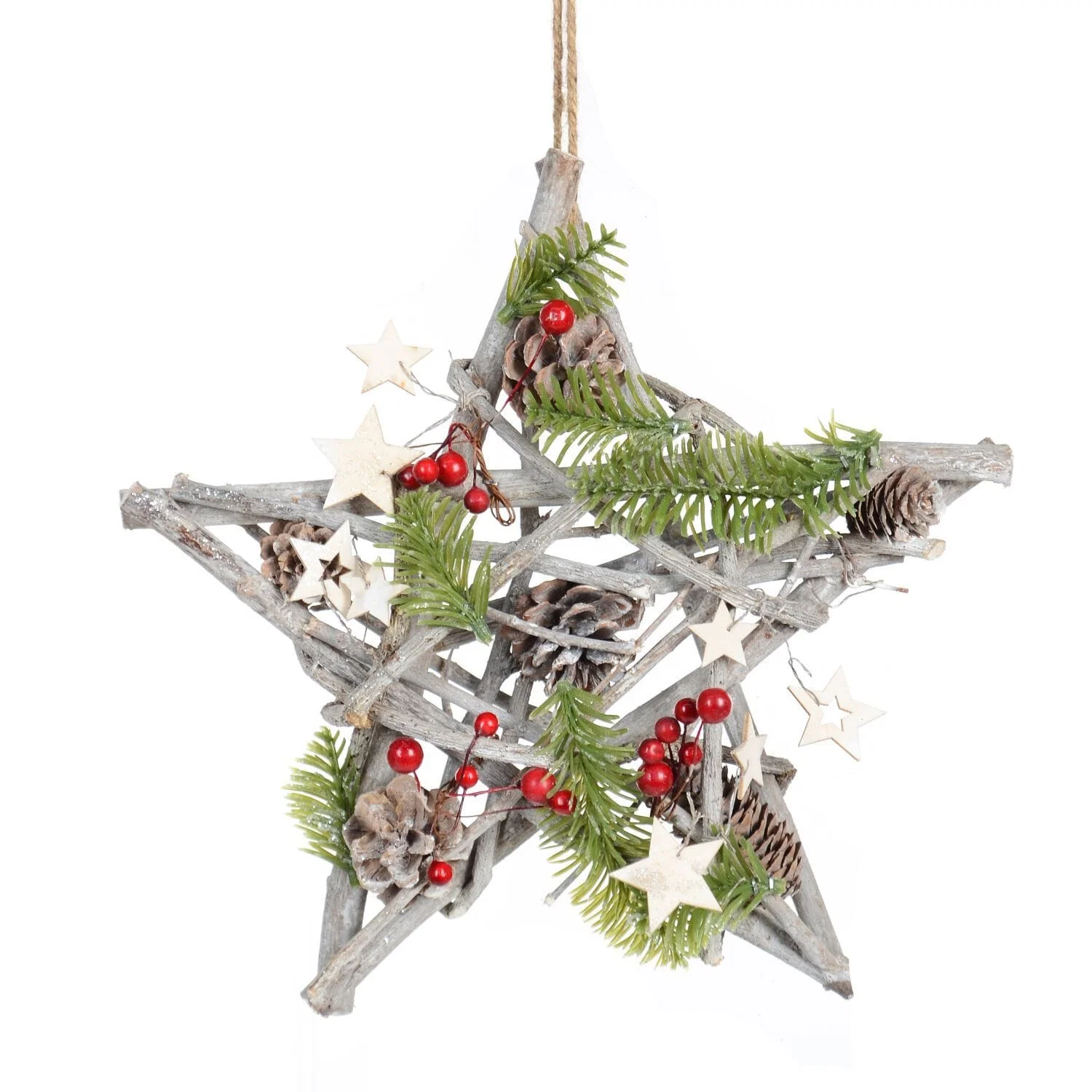 Smart 12 Decorated Hanging Wood Cluster Star High-Grade
