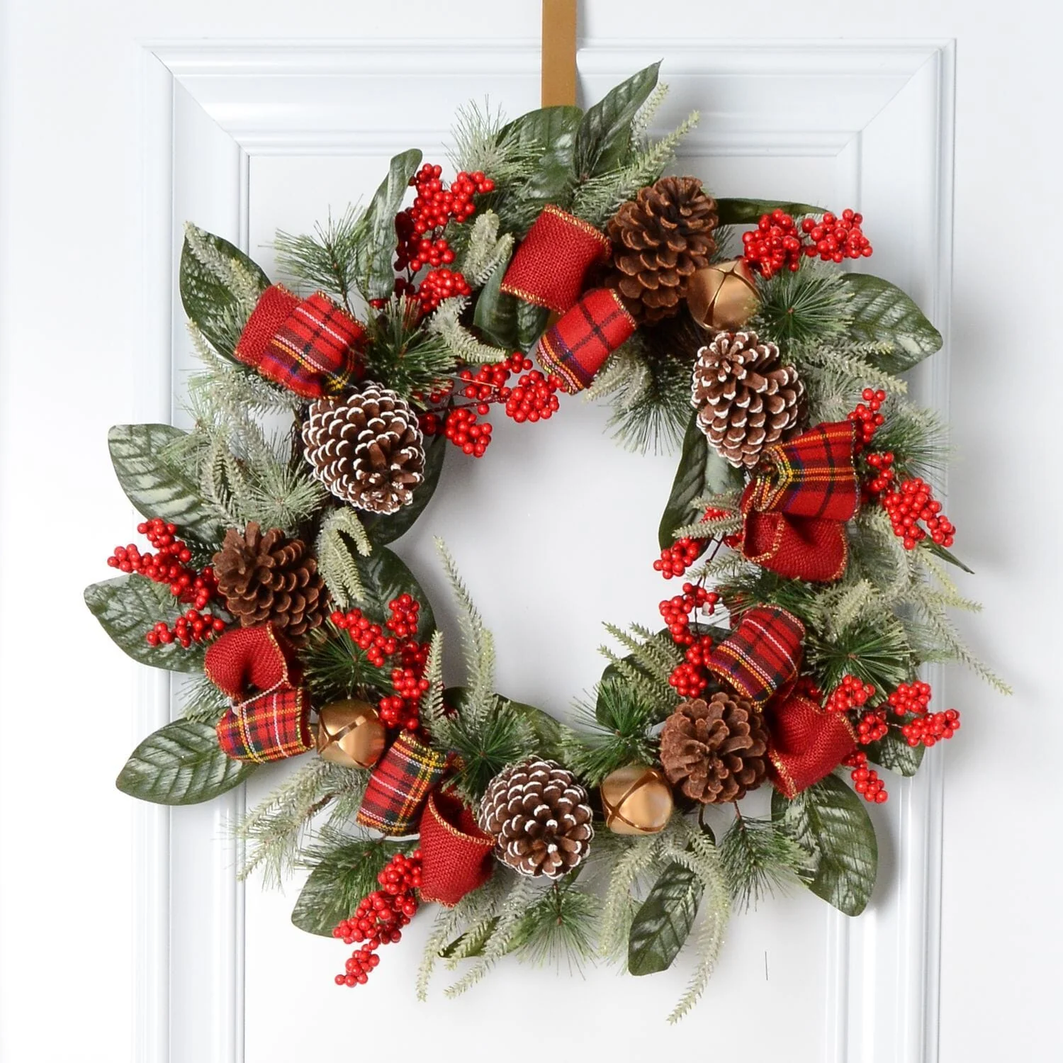 Authentic 24 Decorated Mixed Pine Berry Wreath Green