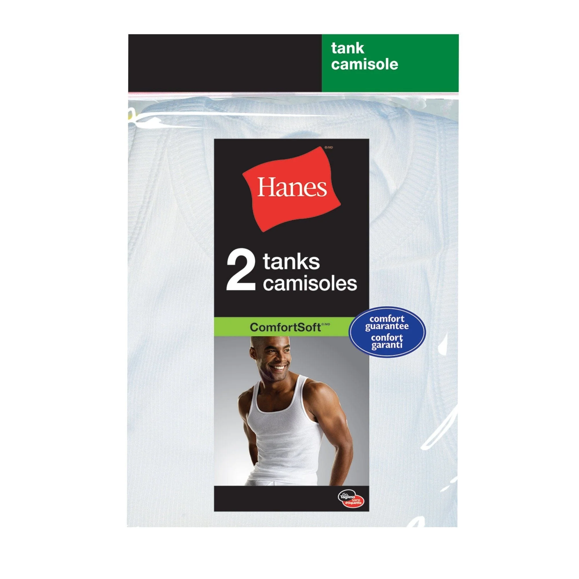 Casual Hanes 2-Pack White Tank Tops Superior