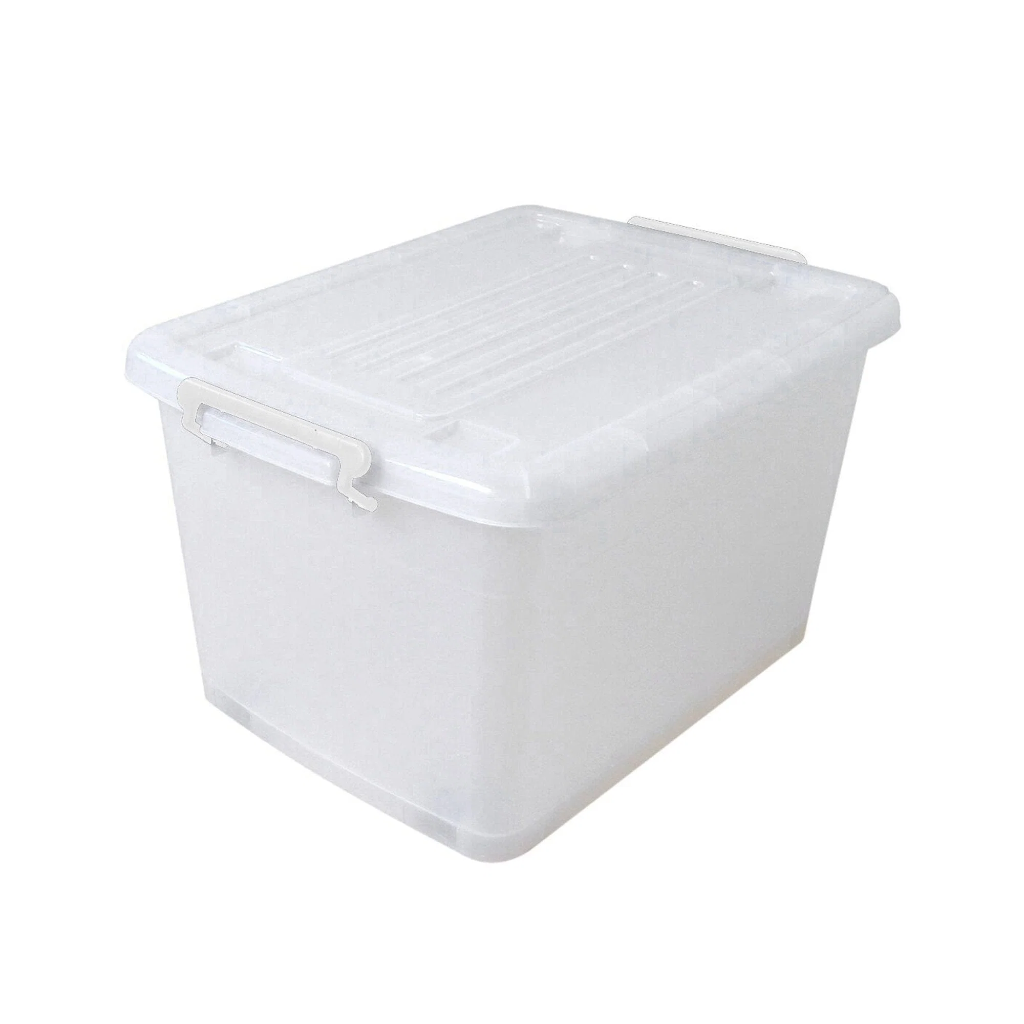 Natural Clear Storage box with Lid and Castors in-store pickup only -55 L Solid