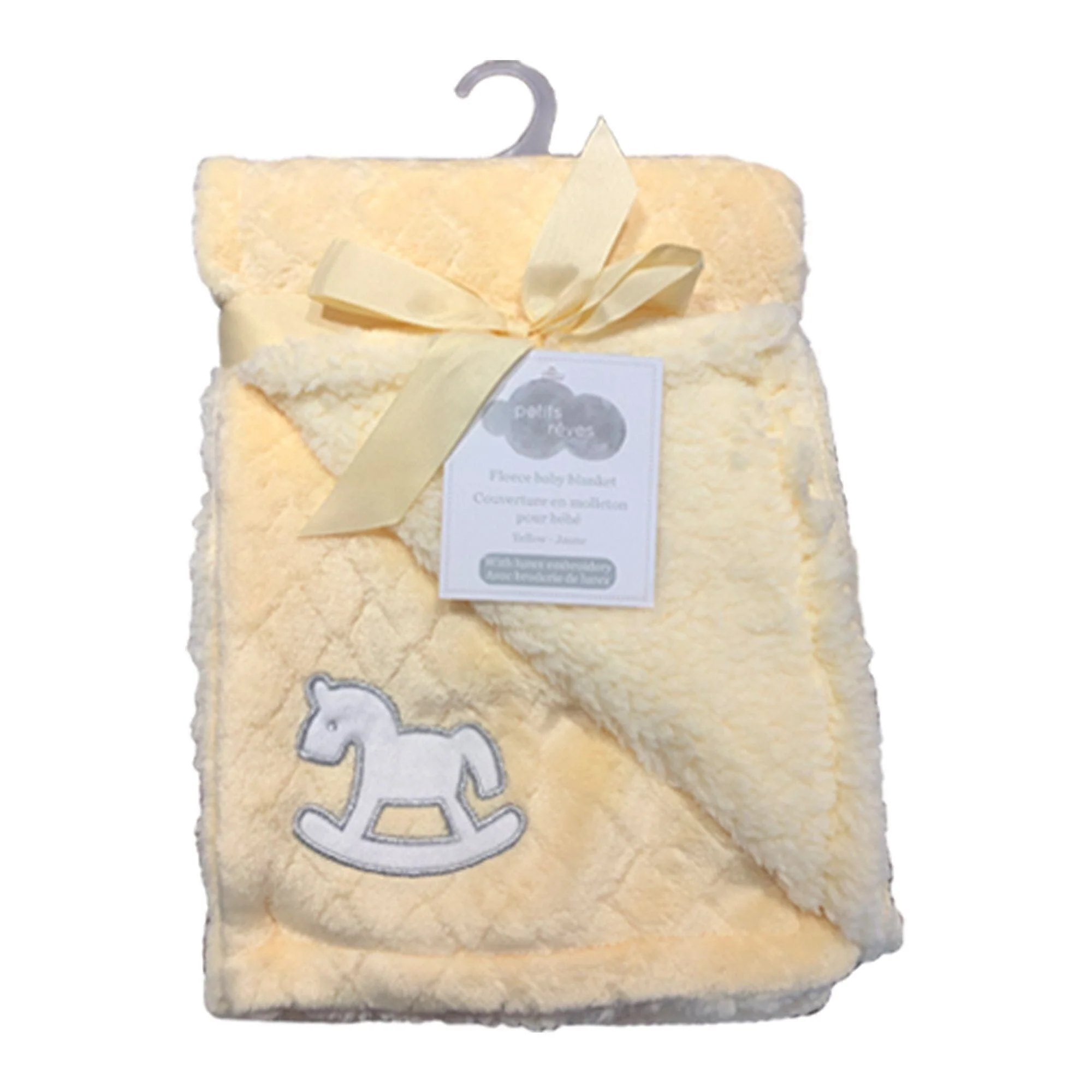 User-Friendly Quilted Velour Baby Blanket with Lurex Embroidered Applique 30×40” Prestigious