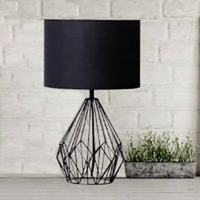 Black Modern Metal Wire Lamp with Shade Smooth