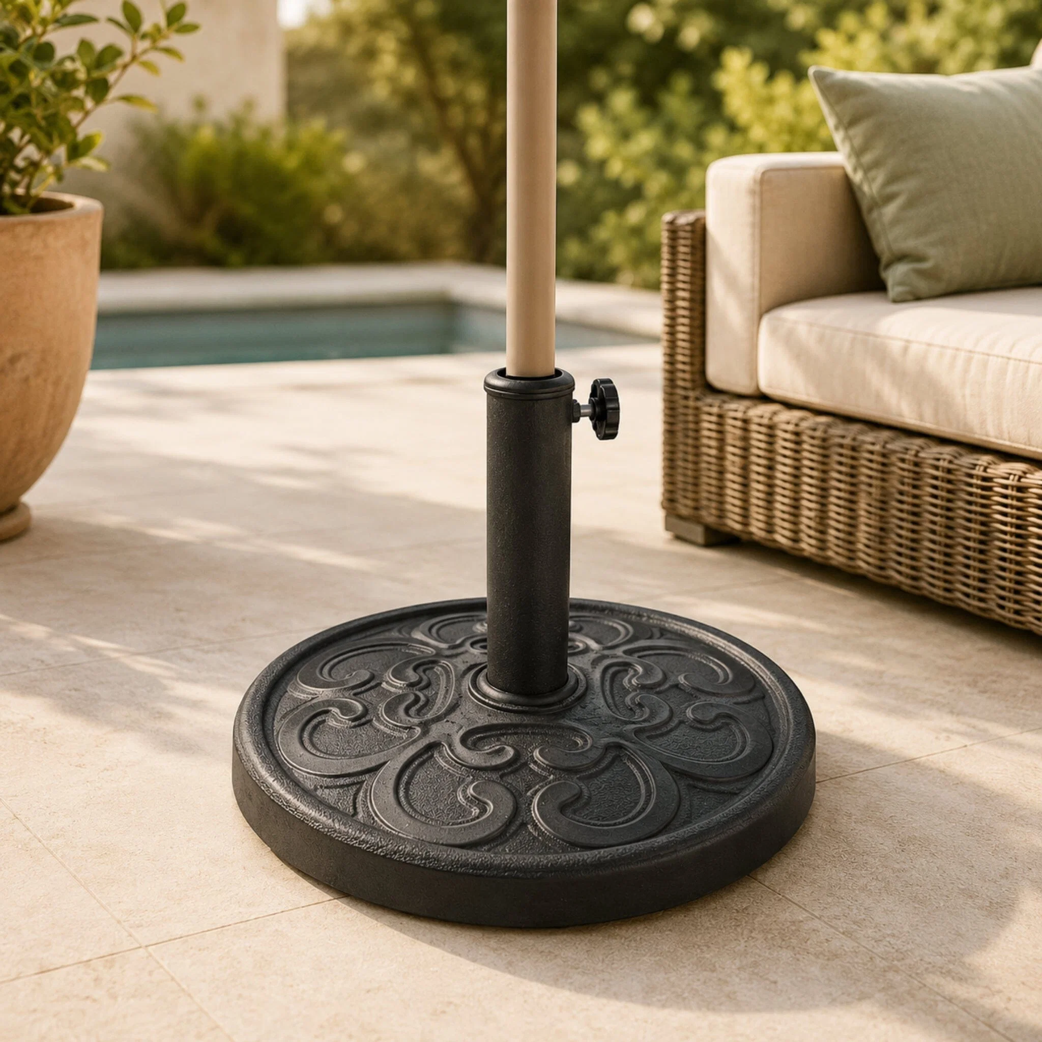 Official Round Patio Umbrella Base Practical