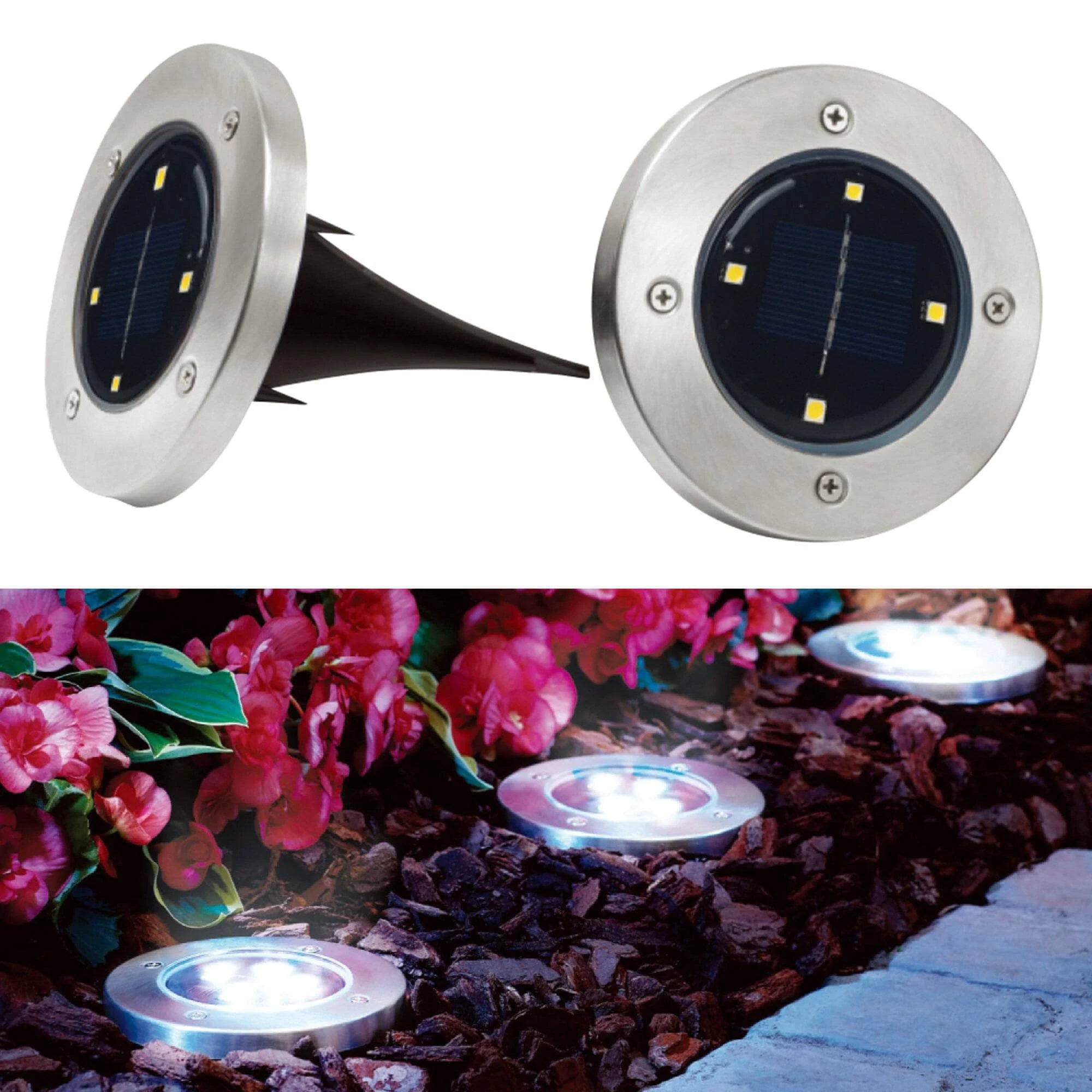 Superior Set of 2 Solar Powered Ground Deck Light Traditional