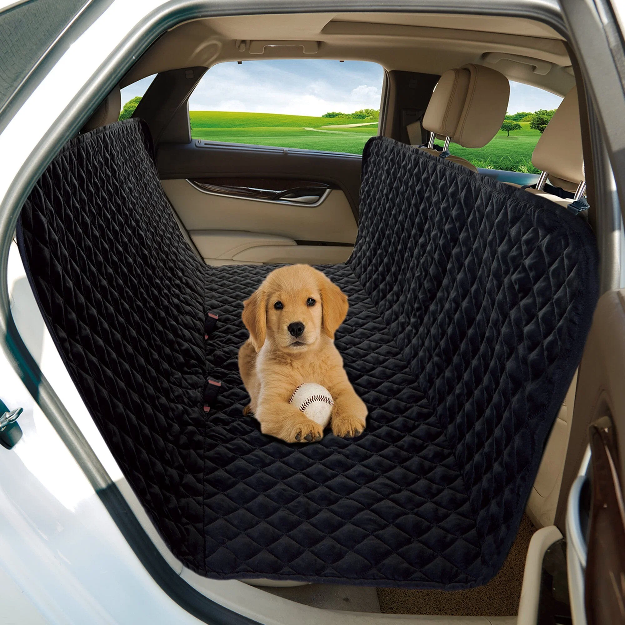 Green Pet Car Seat Protector – Black Selected